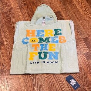 Life Is Good Kids' Green Hooded Towel Poncho
